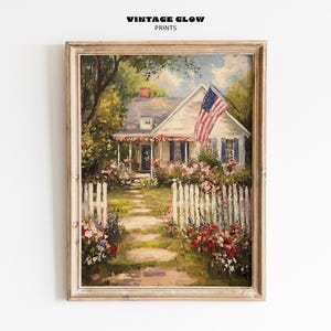 Vintage 4th of July Printable Art | Summer Americana Cottage Decor | Independence Day Wall Print | Farmhouse Digital Download | #V72