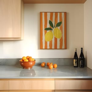 Lemon Art Print | Modern Kitchen Fruit Decor | Striped Lemon Illustration | Digital Download | #V115 image 7