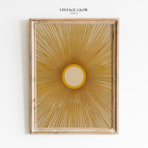 Decorazione murale vintage Sunburst / Decorazione moderna astratta Boho Mid-Century Sunshine / Download digitale