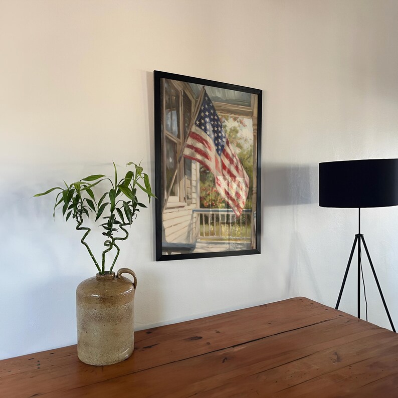 Vintage American Flag Print | Rustic Patriotic 4th of July Farmhouse ...