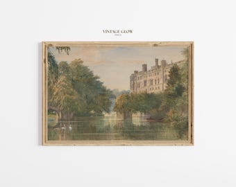 Stampa artistica del castello Regency / Decorazione paesaggistica letteraria / Ispirata a Orgoglio e pregiudizio / Download digitale / #V454