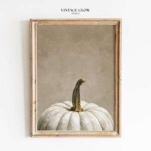 Kunstdruck „Weißer Kürbisstiel“, minimalistisches Herbststillleben, neutrale Wandkunst, digitaler Download