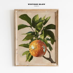 Retro Citrus Disco Ball Druck | Funky orange Spiegelballkunst | Preppy Barwagen Dekor | Groovy Kunst für Küche | Digitaler Download | #V332