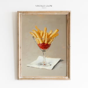 French Fries Martini Glass Print | Quirky Food Cocktail Bar Wall Art | Digital Download | #V152