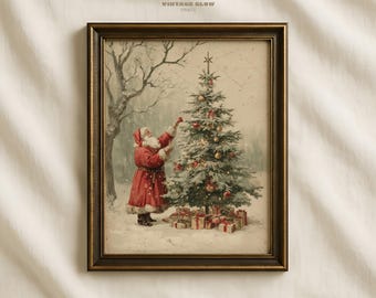 サンタとツリー　絵画 Amazon.co.jp: 25 魔法のクリスマスアート絵画: 暖かく居心地の良い森