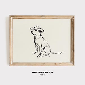 Western Cowboy Hund Kunstdruck | Vintage Hund Wand Kunst | Trendy Black Western Dekor | Druckbares Digitales Hunde Poster | #V334