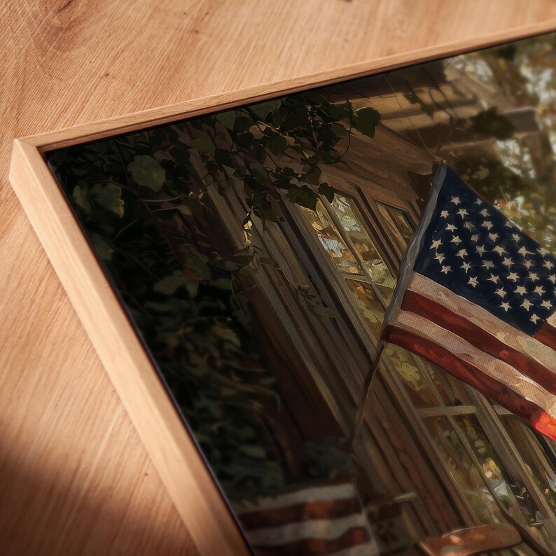 Patriotic Wreaths & American Flag Print | Neutral 4th of July Garden ...