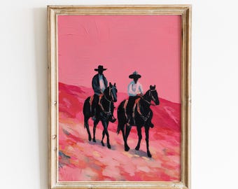 Bunte Western Cowboys Poster | Moderne abstrakte Wandkunst Westernpferd | Digitaler Download