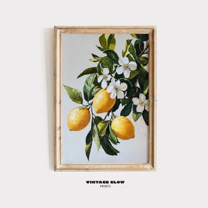 Lemon Branch Art Print | Vintage Fruit Kitchen Wall Decor | Farmhouse Style Printable Artwork | Instant Digital Download | #V3