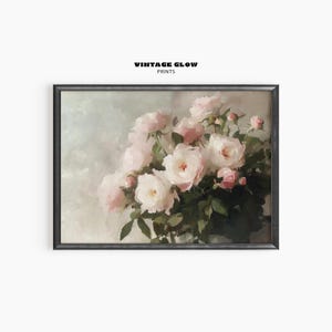 Soft Pink Roses Printable Art | Vintage Floral Bouquet Painting | Romantic Rose Wall Decor | Digital Download | #V81
