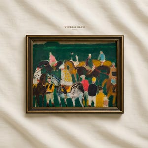 Vintage Abstract Horse Print | Rustic Equestrian Cottagecore Landscape Wall Art | Digital Download image 4