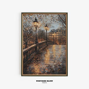 Rainy Autumn Landscape Print | Moody Fall Wall Art | Vintage City and Country Scene | Rustic Farmhouse Decor | Printable Digital Download