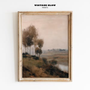 Impressão de arte de paisagem vintage | Pintura de árvore temperamental | Arte de parede grande | Decoração rústica de natureza | Paisagem para impressão | Download digital | #V282