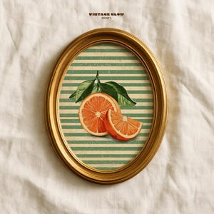 Orange Fruit Wall Art | Vintage Farmhouse Kitchen Print | Retro Still Life Food Decor | Trendy Orange Poster | Digital Download | #V114