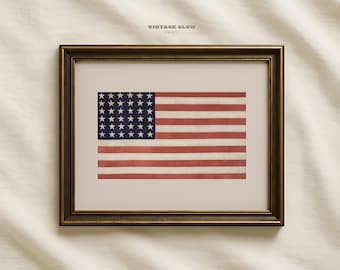 Vintage American Flag Art Print | 4th of July Decor (Digital Download)