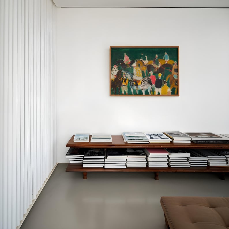 Vintage Abstract Horse Print | Rustic Equestrian Cottagecore Landscape Wall Art | Digital Download image 2