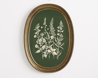 Floral Wall Art Print | Dark Green Botanical Decor | Cottagecore Rustic Flower Artwork | Digital Download