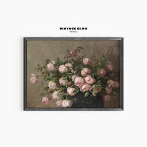 Soft Pink Roses Vintage Print | Flower Bouquet Painting | Floral Rose Wall Art | Digital Download | #V82