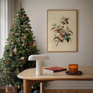 Vintage Holly Branch Botanical Print | Neutral Winter Greenery Christmas Decor | Digital Download | #V613 image 9