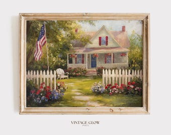Vintage 4th of July Print | Americana Cottage Farmhouse Wall Art | Digital Download | #V67