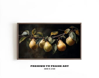 Naturaleza muerta con peras para Samsung Frame TV Art / Ambiente otoñal en la cocina (Descarga digital)