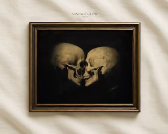 Vintage Skeleton Lovers Print | Gothic Romantic Dark Academia Halloween Wall Art | Digital Download | #V421