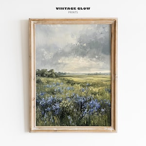 Vintage Meadow Landscape Print | Neutral Countryside Wall Art | Antique Style Printable Decor | Digital Download | #V117