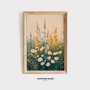 Vintage Wildflower Painting Printable | Rustic Floral Wall Art for Nursery or Girls Room | Spring Farmhouse Decor | Digital Download | #V175