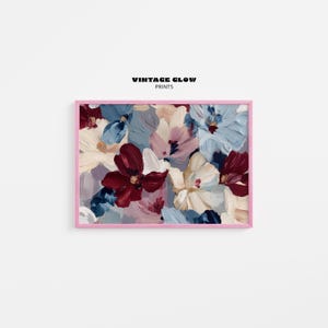 Moody Abstract Flower Garden Print | Burgundy & Blue Petal Wall Art | Statement Floral Decor | Instant Digital Download | #V300