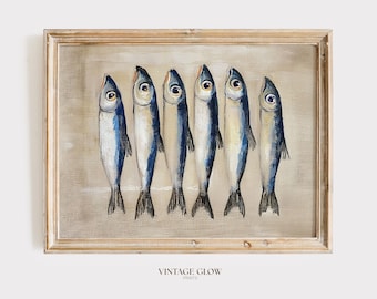Vintage Sardine Still Life Print | Coastal Kitchen Art (Digital Download)