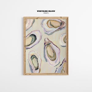 Colorful Oyster Shell Art Print | Pastel Coastal Wall Decor | Abstract Beach House Painting | Summer Kitchen & Dining Room Printable | #V55