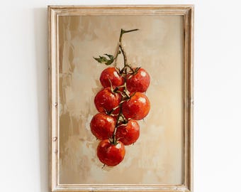 Rustic Tomato Vine Art Print | Vintage Farmhouse Kitchen Still Life | Digital Download | #V202