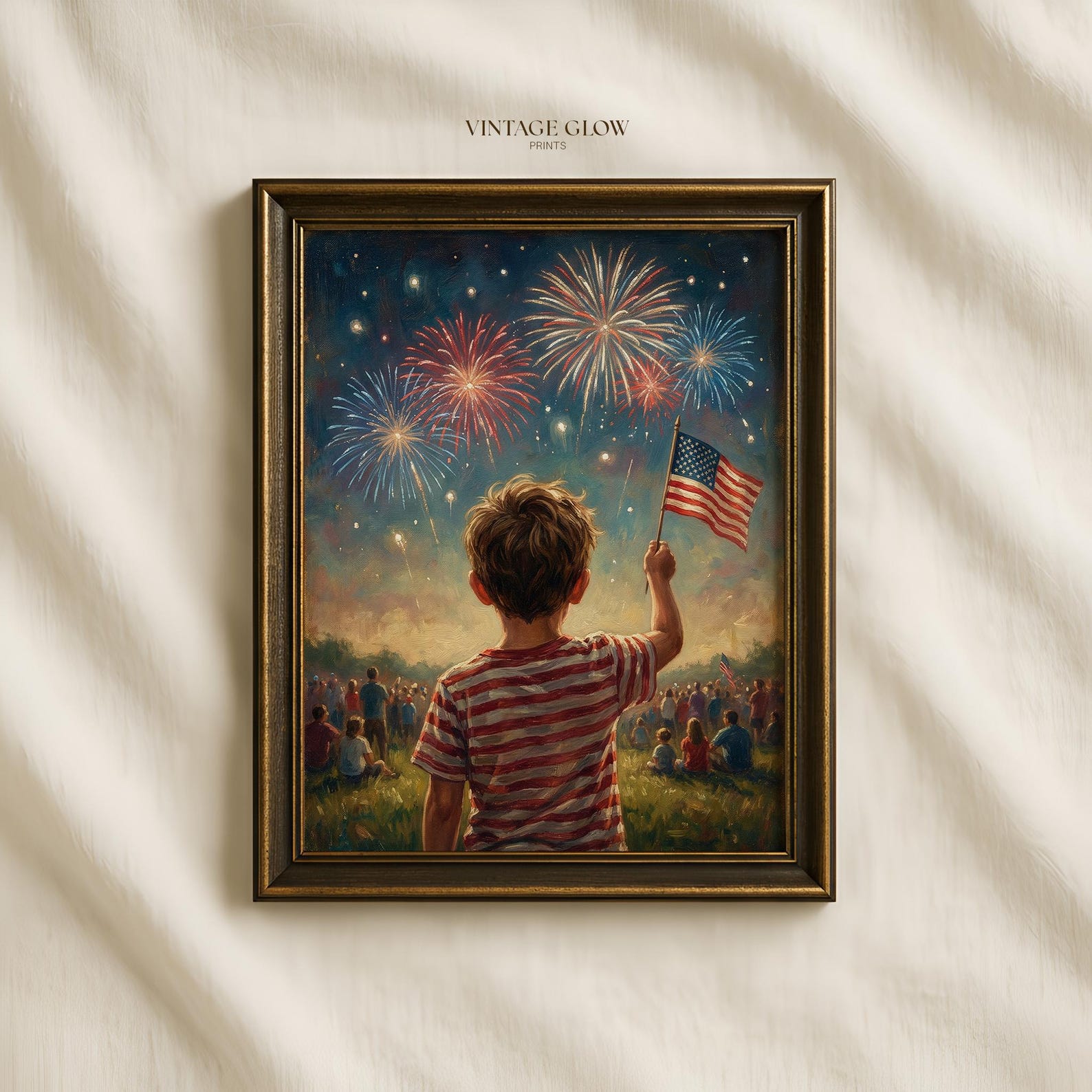 Vintage Fireworks 4th of July Printable Wall Art | Patriotic American ...