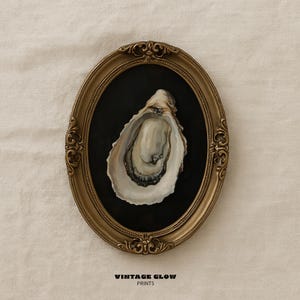 Vintage Oyster Shell Art Print | Aesthetic Coastal Canvas Wall Decor | Printable Oil Painting Style | Digital Download | #V53