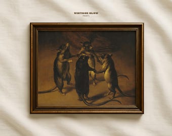 The Dance of the Rats Print | Quirky Renaissance Animal Art | Weird Vintage Rats Painting | Ferdinand van Kessel Digital Download | #V210