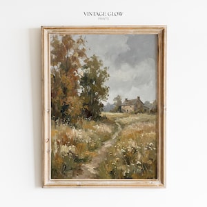 Vintage Herbst Wildblumen Landschaft Poster | Rustikale Bauernhaus Herbst Wand Kunst Dekor | Digitaler Download | #V96