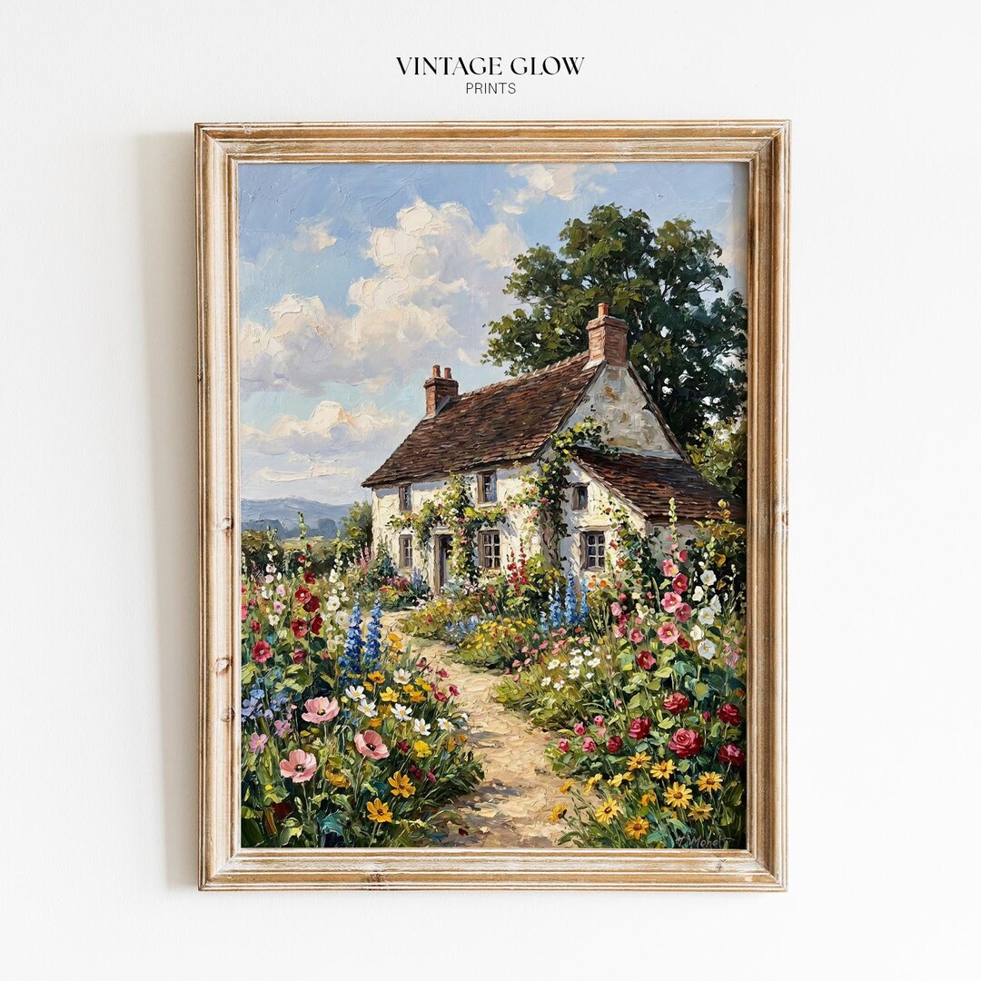 English Cottage Garden Printable Wall Art | Climbing Rose Path ...