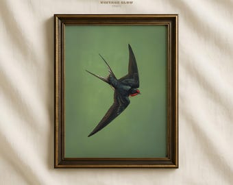 Vintage Schwalbe Vogel Kunstdruck | Art Déco Illustration (Digitaler Download)