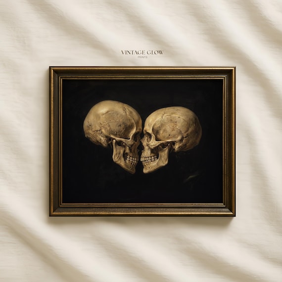 Vintage Skeleton Lovers Print | Gothic Romantic Dark Academia Halloween Wall Art | Digital Download | #V421