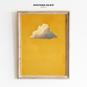 Mustard Yellow Cloud Art Print | Abstract Minimalist Wall Decor | Sunshine Spring Painting | Large Living Room Printable | Digital Download