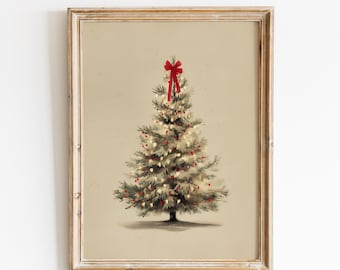 Vintage Christmas Tree Print | Rustic Farmhouse Holiday Decor (Digital Download)
