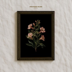Lámina de arte mural floral vintage oscuro / Arte botánico de flores silvestres melancólicas / Decoración rústica de flores de granja / Descarga digital / #V452