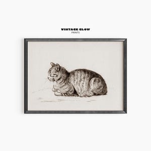 Vintage Cat Wall Art Print | Antique Cat Illustration Poster | Boho Animal Decor | Cat Lover Gift Idea | Digital Download | #V304
