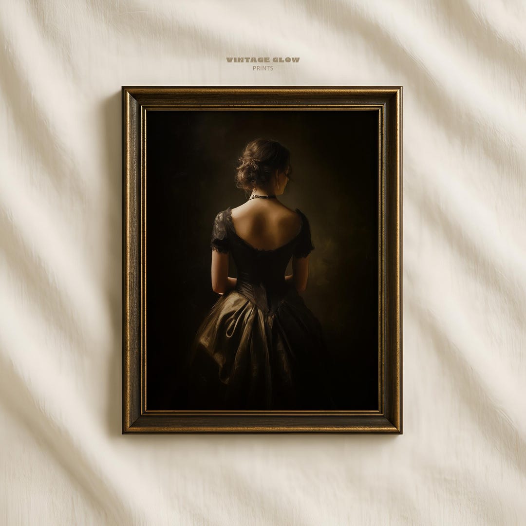 Vintage Girl Back Portrait Print | Dark Impressionist Female ...