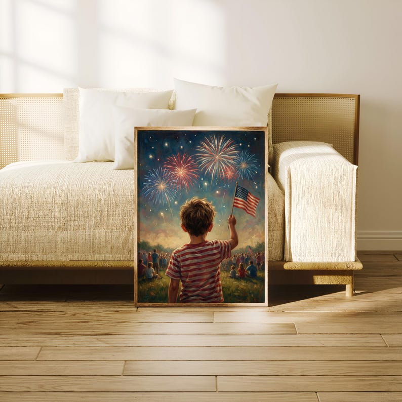 Vintage Fireworks 4th of July Printable Wall Art | Patriotic American ...