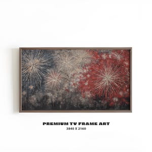 4th of July Fireworks Frame TV Art | Patriotic Independence Day Cityscape | American Holiday Digital Download | Samsung Frame TV Decor