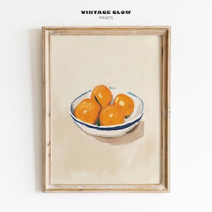 Orange Fruit Wall Art Print | Retro Farmhouse Kitchen Decor | Trendy Still Life Food Poster | Vintage Style Digital Download | #V113