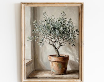 Afdrukbare afdruk olijfboom stilleven | Vintage botanische mediterrane muurkunst decor | Digitale download