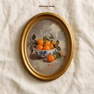 Oranges in a Bowl Printable Art | Vintage Kitchen Wall Decor | Classic Oil Painting Style | Digital Download Print | #V89