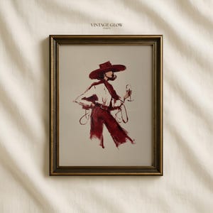 Impresión de vaquera al vino tinto / Arte mural editorial moderno estilo Borgoña occidental / Descarga digital / #V285 imagen 4